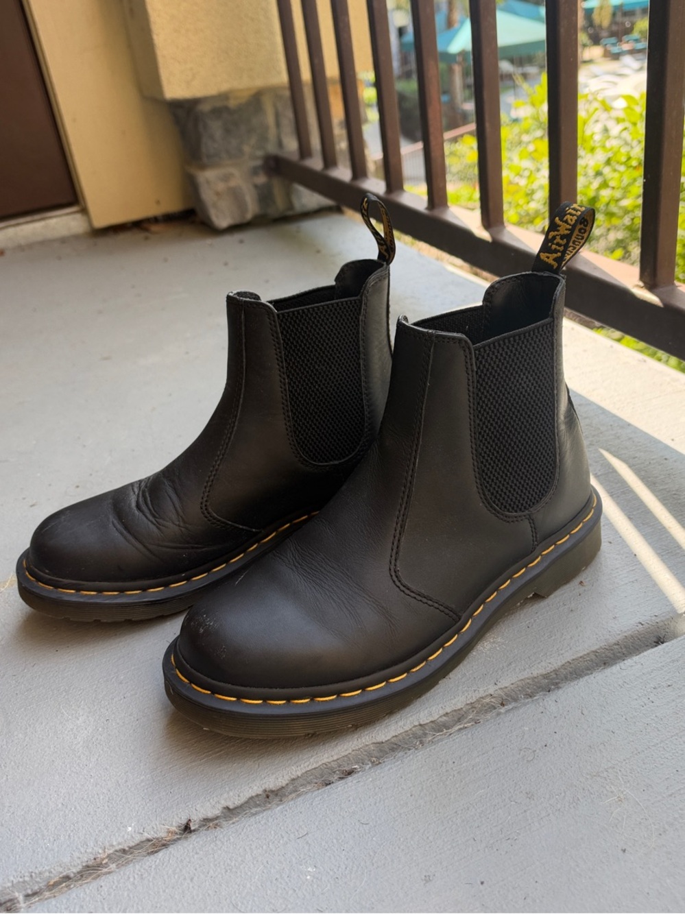 Dr. Martens 2976 Black Chelsea Boots with Yellow Welt Stitching